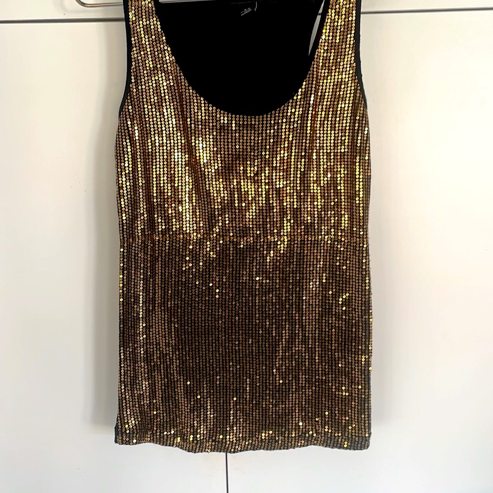 Christmas Holiday Gold Sequins Tank Top - Picture 6 of 11